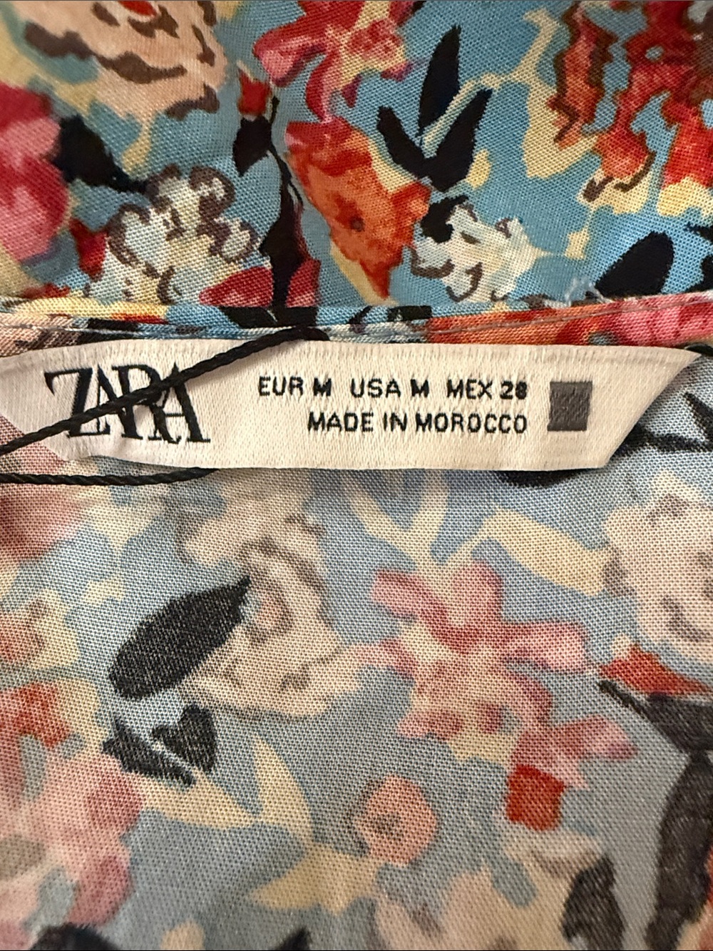 NWT Zara Blue Floral Boho Maxi Dress Lace Trim Cottagecore Size Medium - Picture 7 of 11